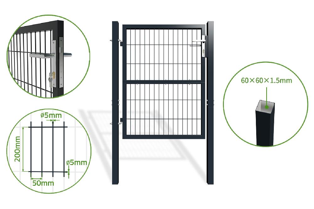 Puerta de valla 1m RAZO 100P120 Gris