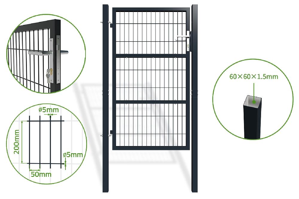 Puerta de valla 1m RAZO 100P160 Gris