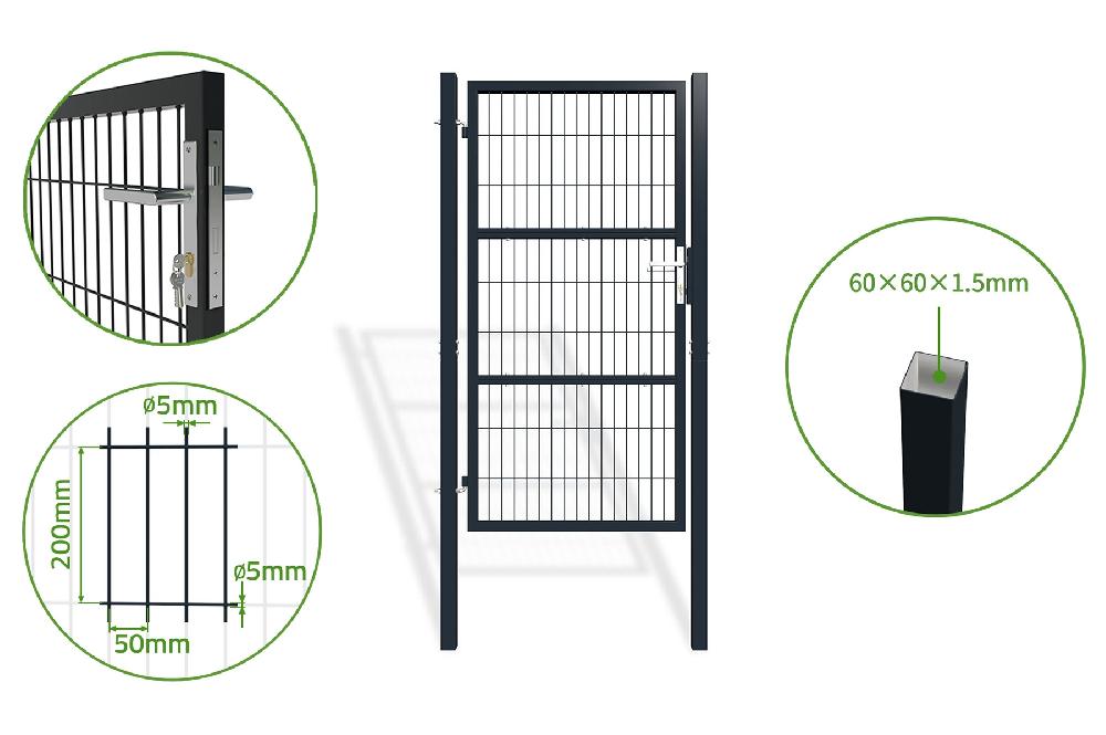 Puerta de valla 1m RAZO 100P180 Gris