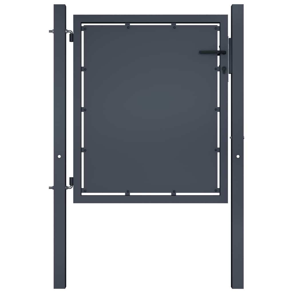 Puerta de valla para jardín | Puerta para valla acero gris antracita 100x75 cm CFW33584