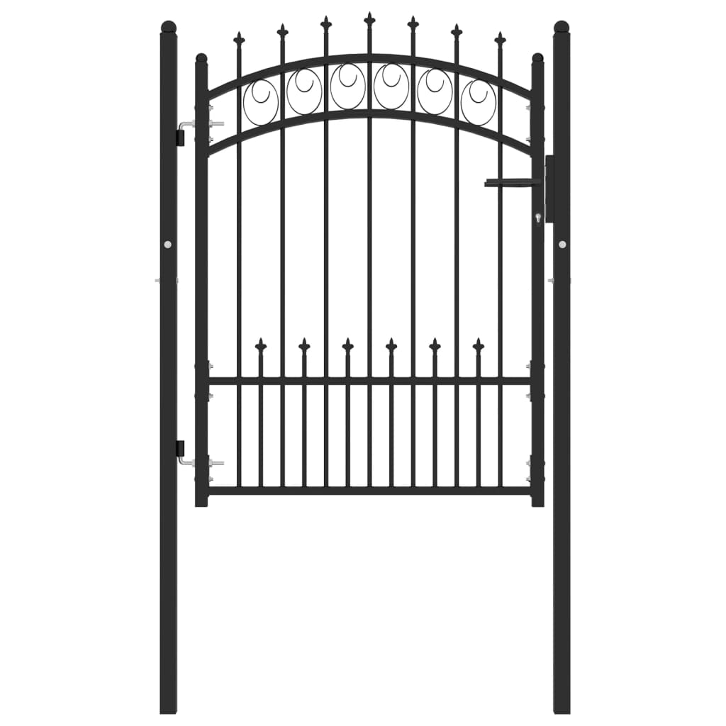 Puerta De Valla | Puerta De Jardín Con Picos Acero Negro 100x125 Cm CFW45230