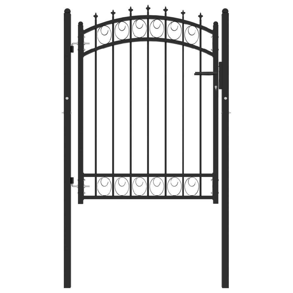 Puerta De Valla | Puerta De Jardín Con Picos Acero Negro 100x125 Cm CFW53213