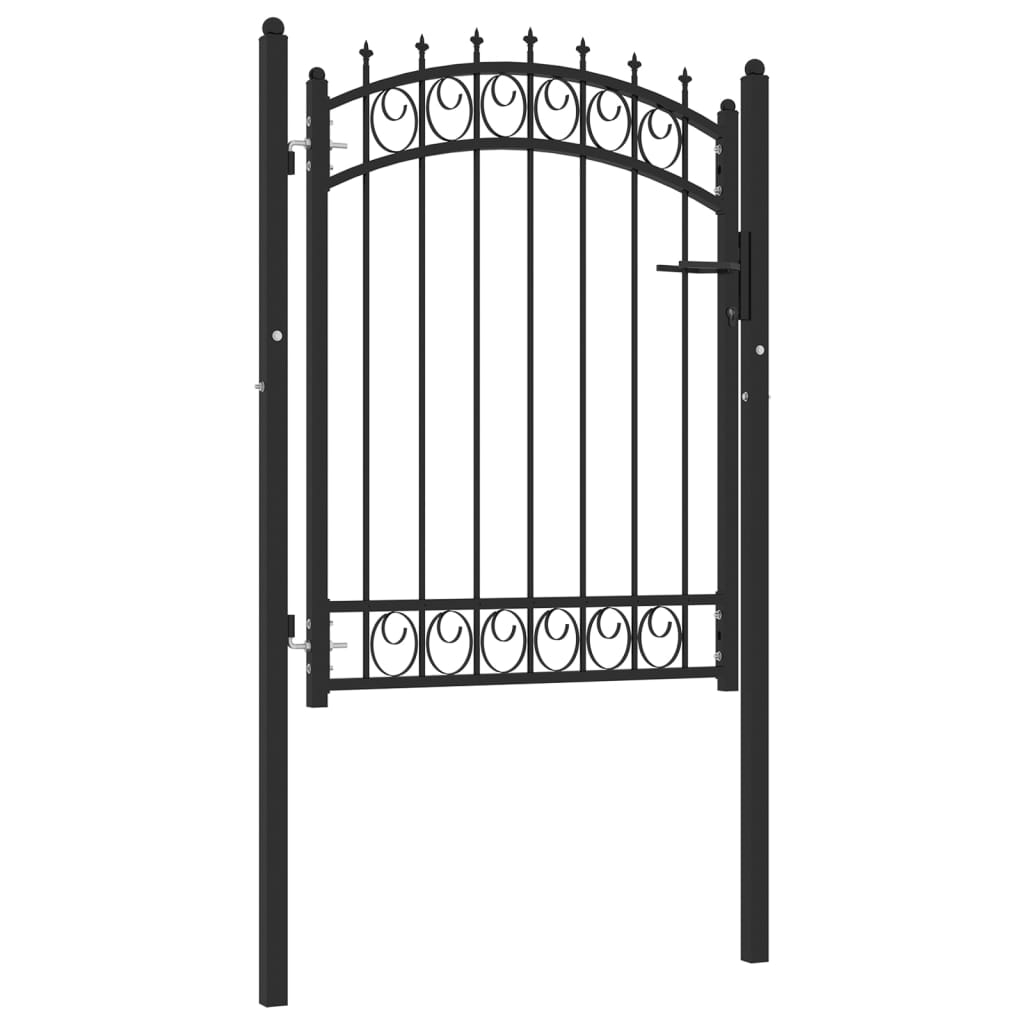 Puerta de valla | Puerta de jardín con picos acero negro 100x125 cm CFW53213
