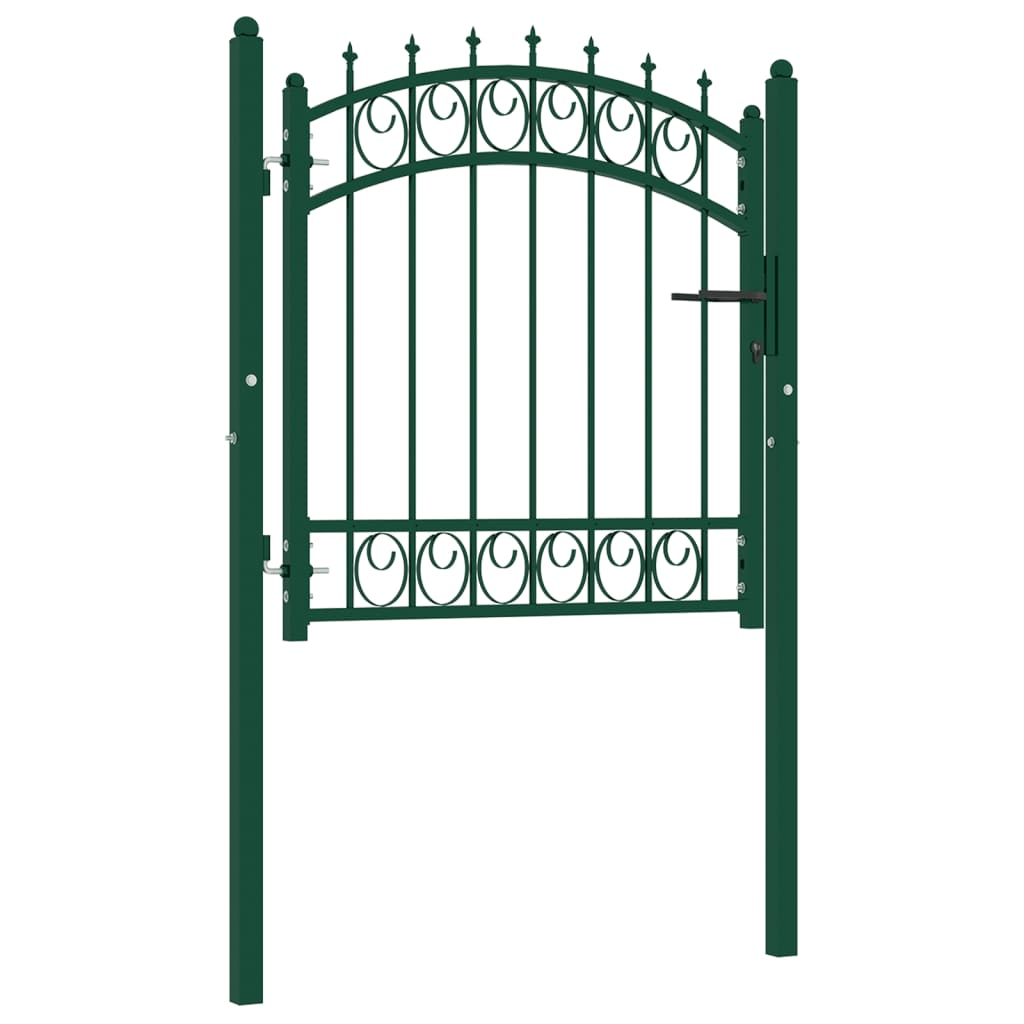 Puerta de valla | Puerta de jardín con picos acero verde 100x100 cm CFW98782