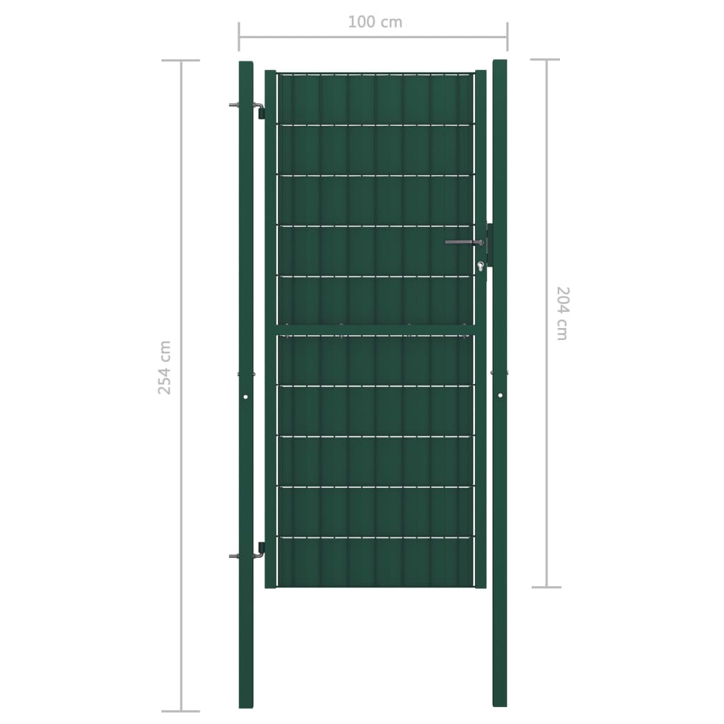 Puerta De Valla | Puerta De Jardín De PVC Y Acero Verde 100x204 Cm CFW14512