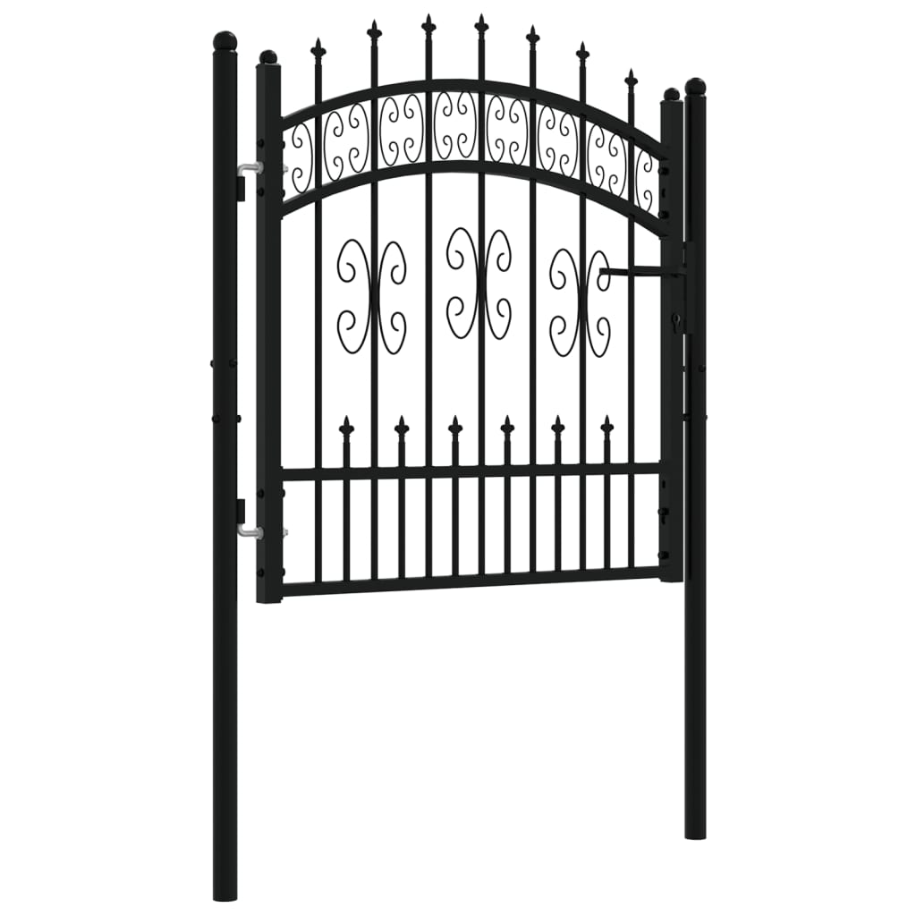 Puerta De Valla | Puerta De Jardín Punta Lanza Acero Recubierto Negro 103x150cm CFW75957