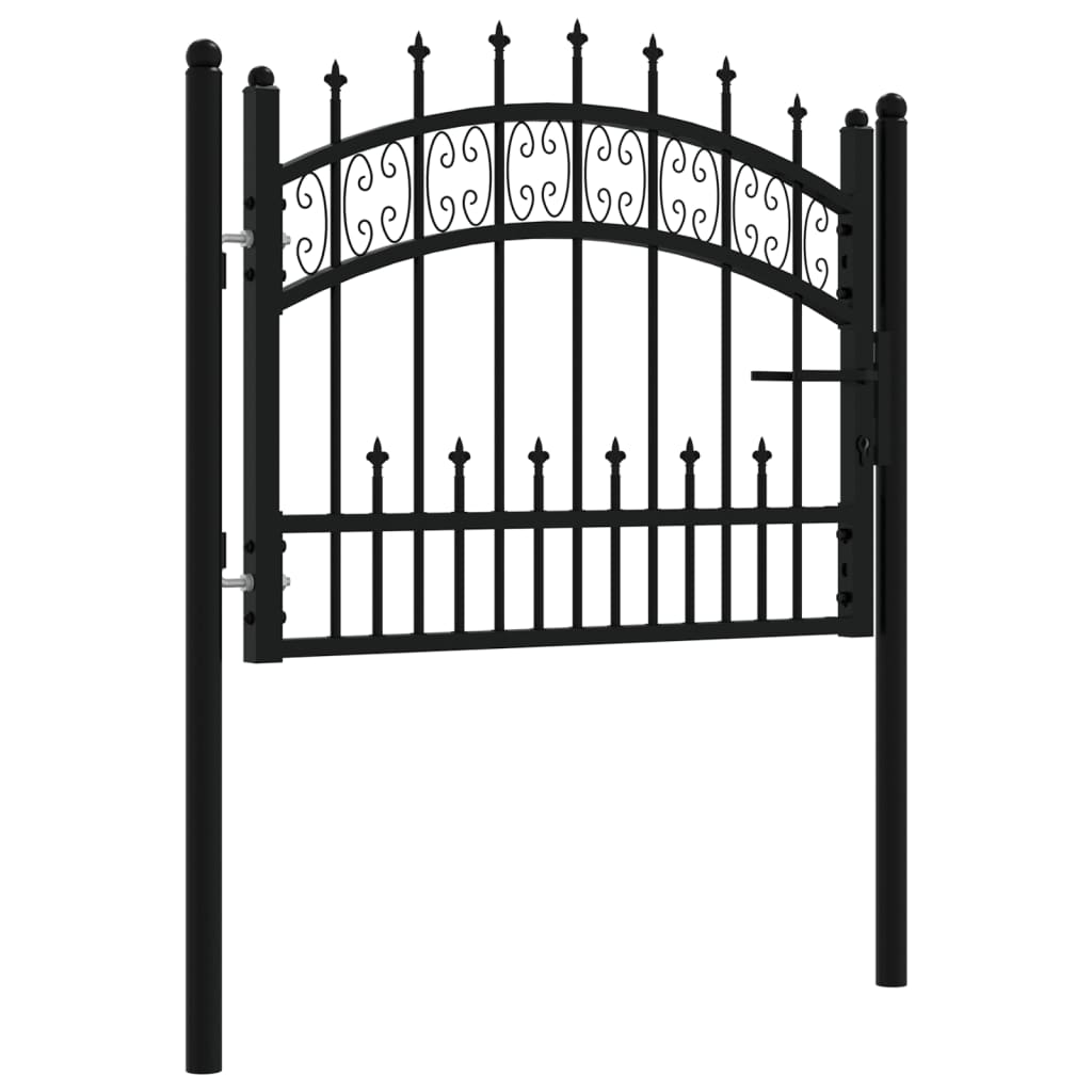Puerta De Valla | Puerta De Jardín Punta Lanza Acero Recubierto Negro 103x120cm CFW77291