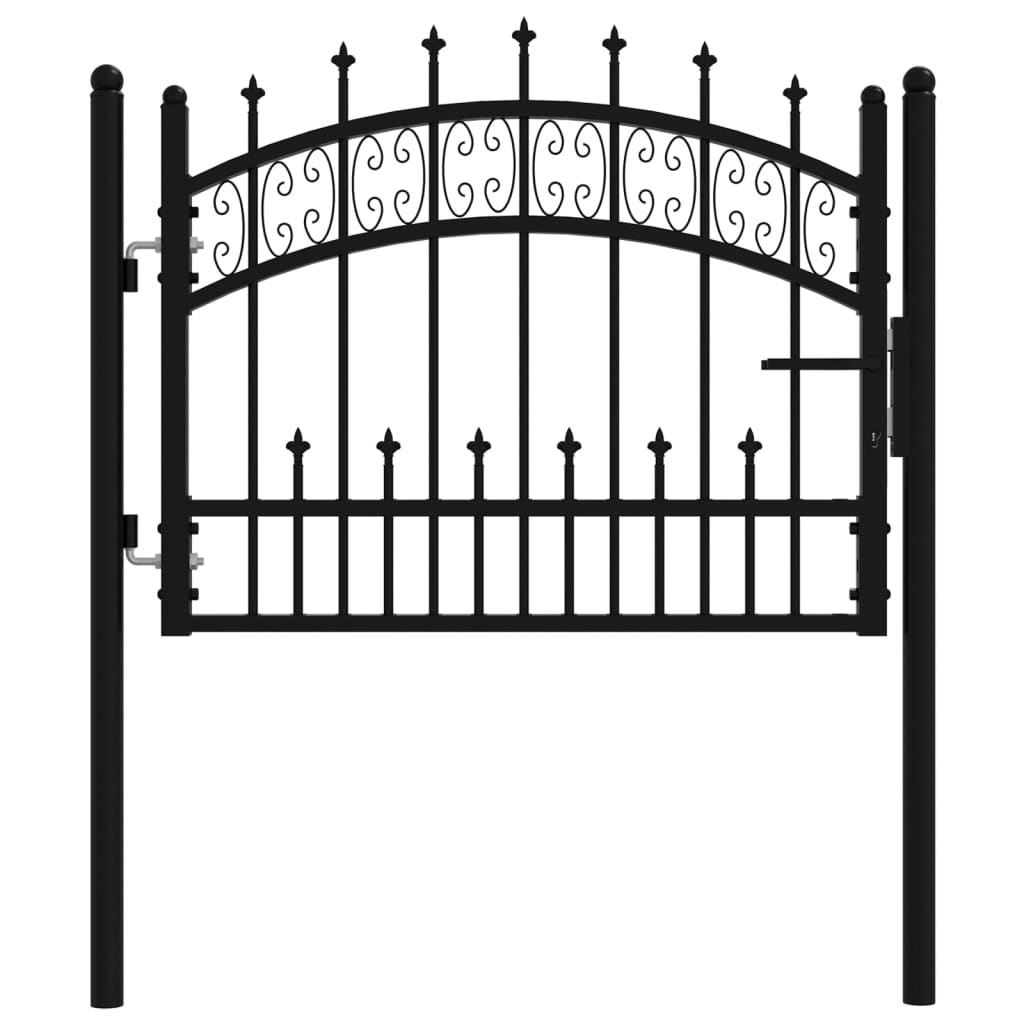 Puerta de valla | Puerta de jardín punta lanza acero recubierto negro 103x120cm CFW77291