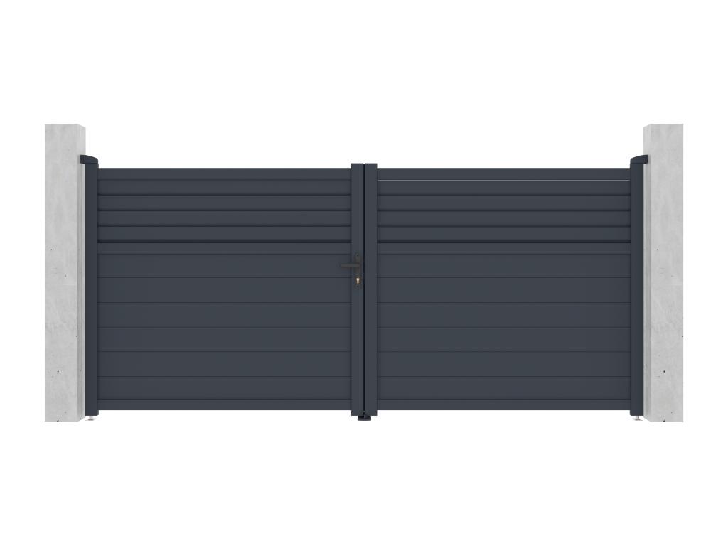 Puerta Eléctrica Batiente De Aluminio Con Lamas L355 X H166 Cm Antracita - VIAZO