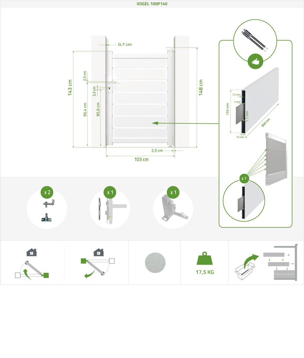 Puerta Peatonal Blanco VOGEL 100P140