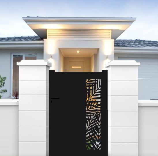 Puerta Peatonal Incorporada De Aluminio Cortada A Láser En Kit De Dimensiones An.1000 (entre Montantes) X Al.1500 Mm Colores Negro (RAL 9005)