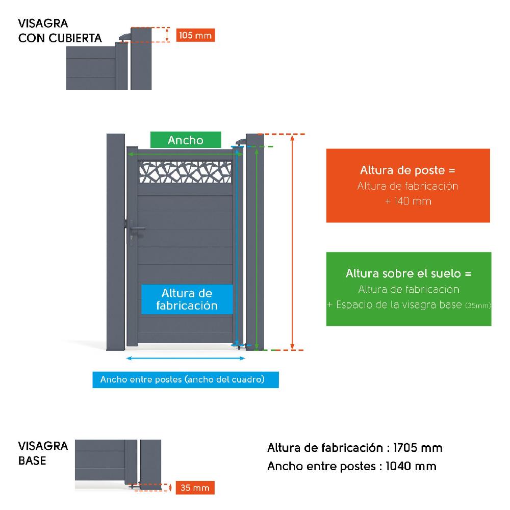 Puerta peatonal KLOS UP de aluminio blanco 99x170.5 cm