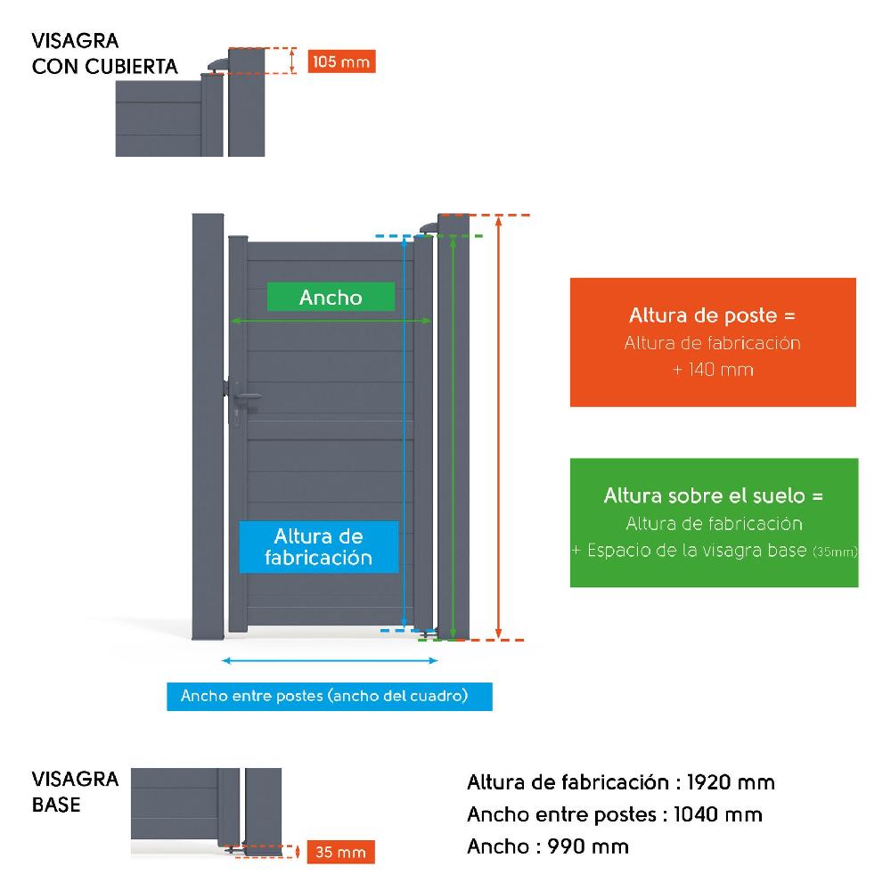 Puerta Peatonal KLOS UP De Aluminio Blanco 99x192 Cm