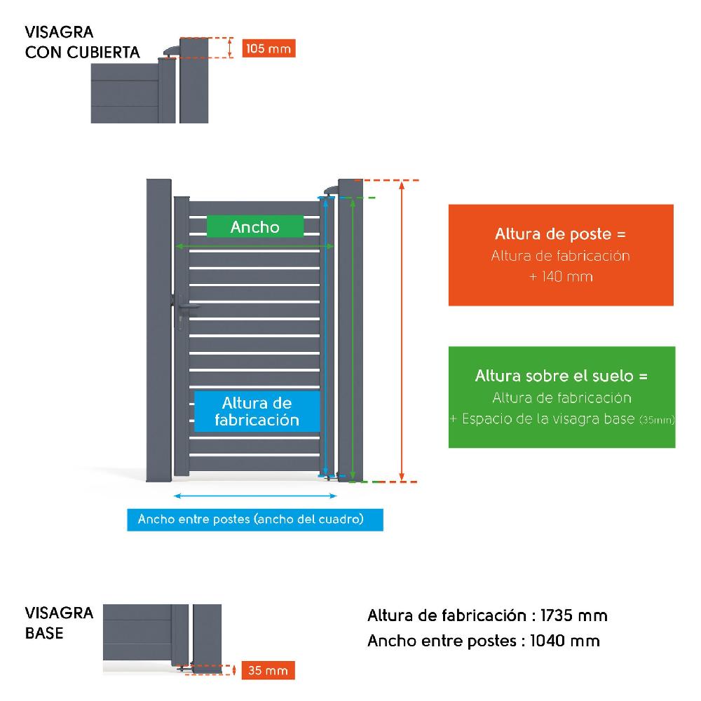 Puerta Peatonal KLOS UP De Aluminio Gris 100x173.5 Cm