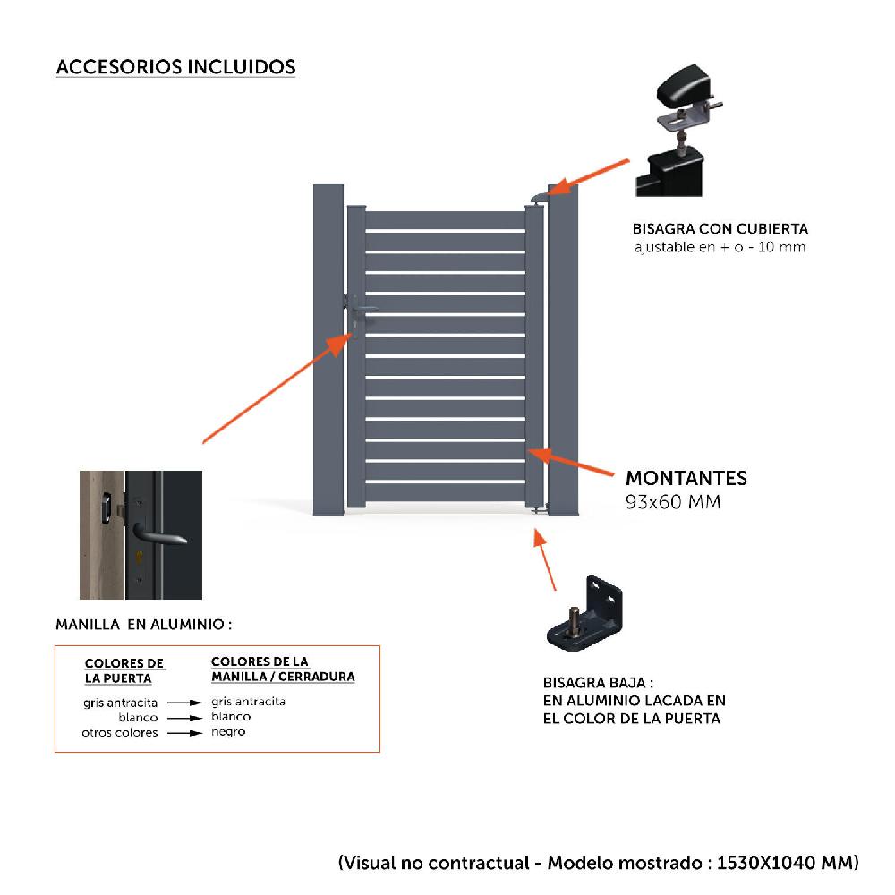 Puerta Peatonal KLOS UP De Aluminio Gris 100x173.5 Cm
