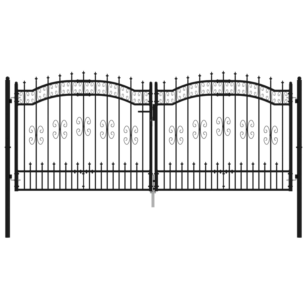 Puerta Y Lanza Superior Acero Revestido De Polvo Negro 305x173 Cm VidaXL