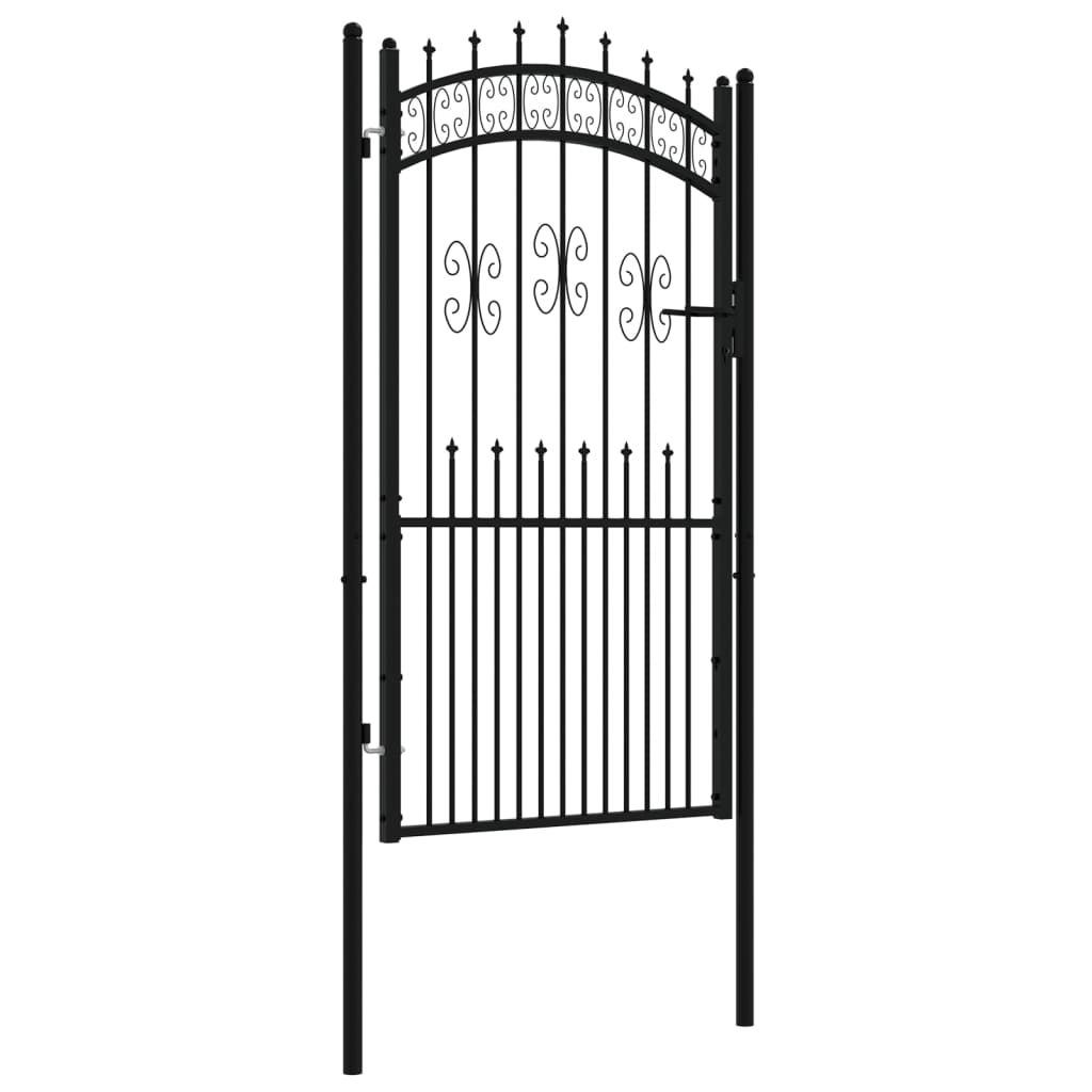 Puerta Y Lanza Superior Negro 103x225 Cm Acero Con Recubrimiento En Polvo