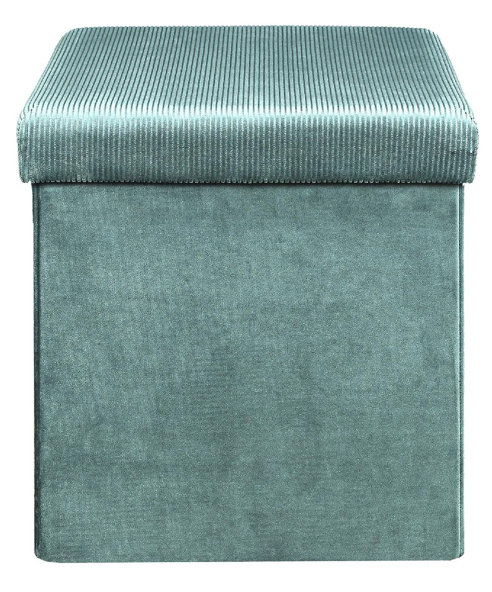 Puff Plegable Almacenaje Cuadrado Color Azul 38x38 Cm (anchoxalto)