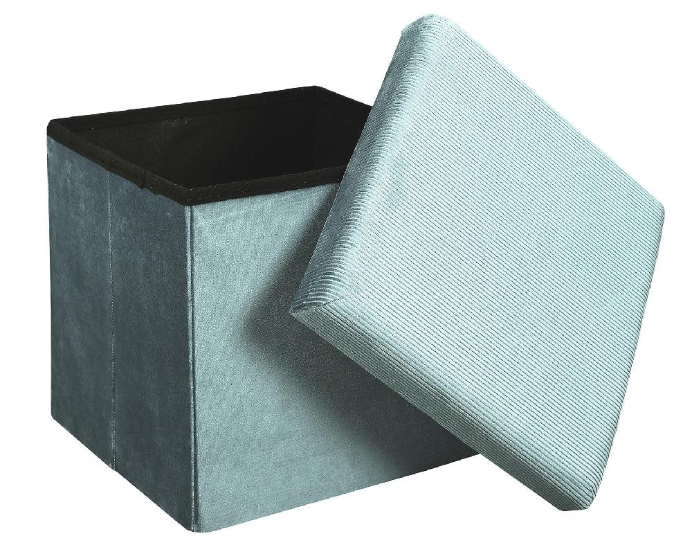 Puff plegable almacenaje cuadrado color azul 38x38 cm (anchoxalto)