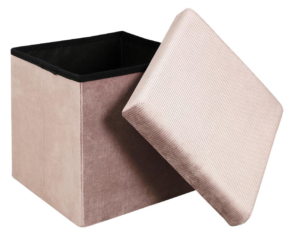 Puff Plegable Almacenaje Rectangular Color Rosa De 38 X38cm (anchoxalto)