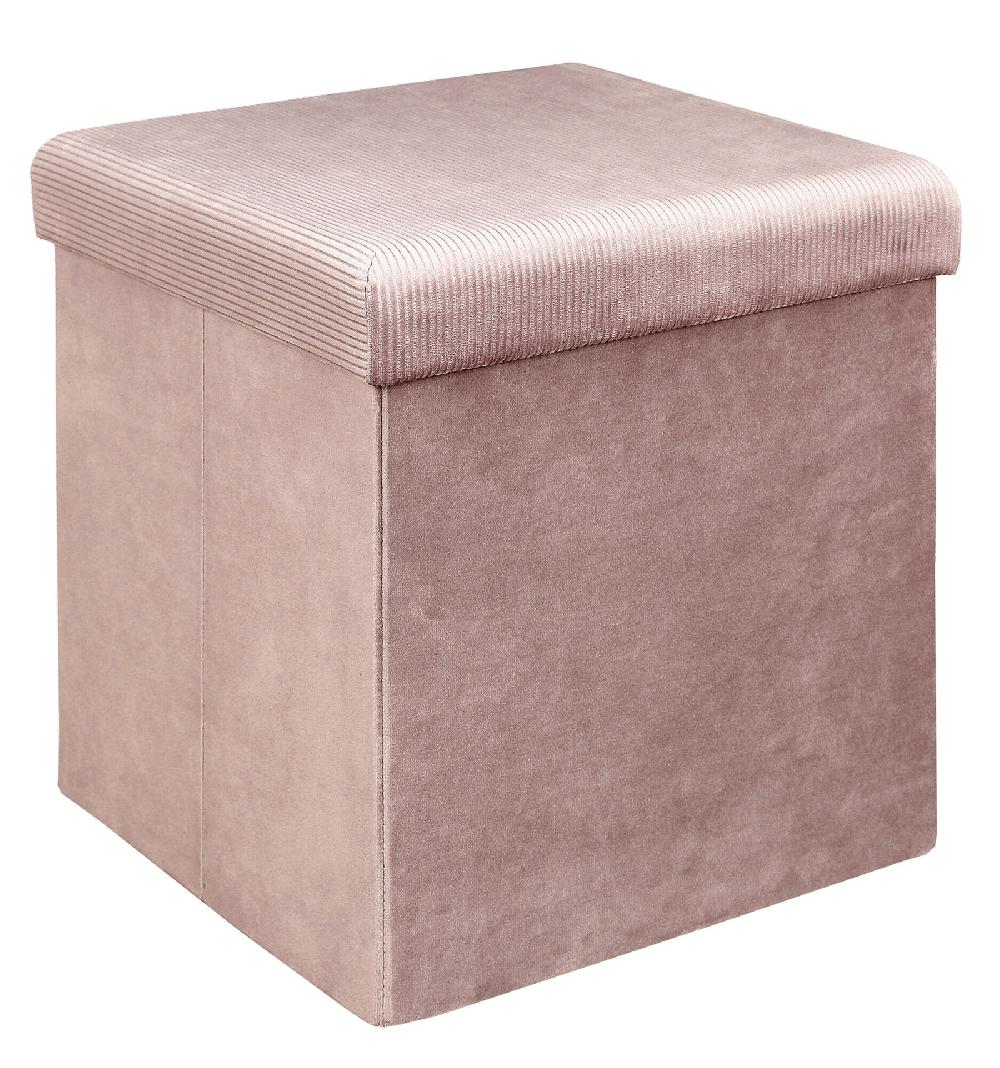 Puff Plegable Almacenaje Rectangular Color Rosa De 38 X38cm (anchoxalto)