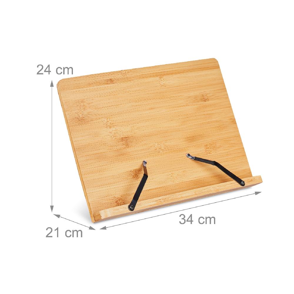 Relaxdays Atril Libro Cocina Mesa Sujetalibros 6 Niveles Inclinación Plegable Ajustable Bambú 24x34x21 Cm Marrón