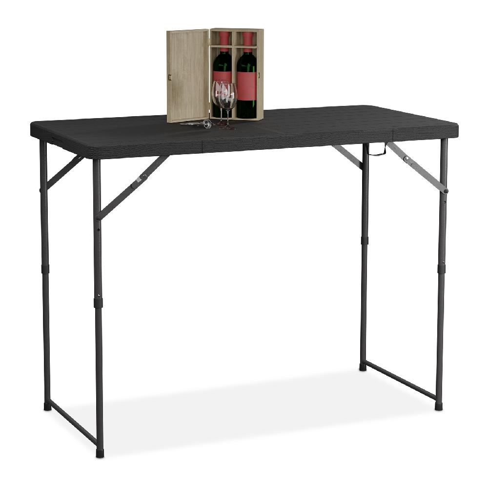 Relaxdays Mesa De Jardín Plegable 74x120x60 Cm Plástico Acero Altura Variable 6 Personas Camping Exterior Marrón