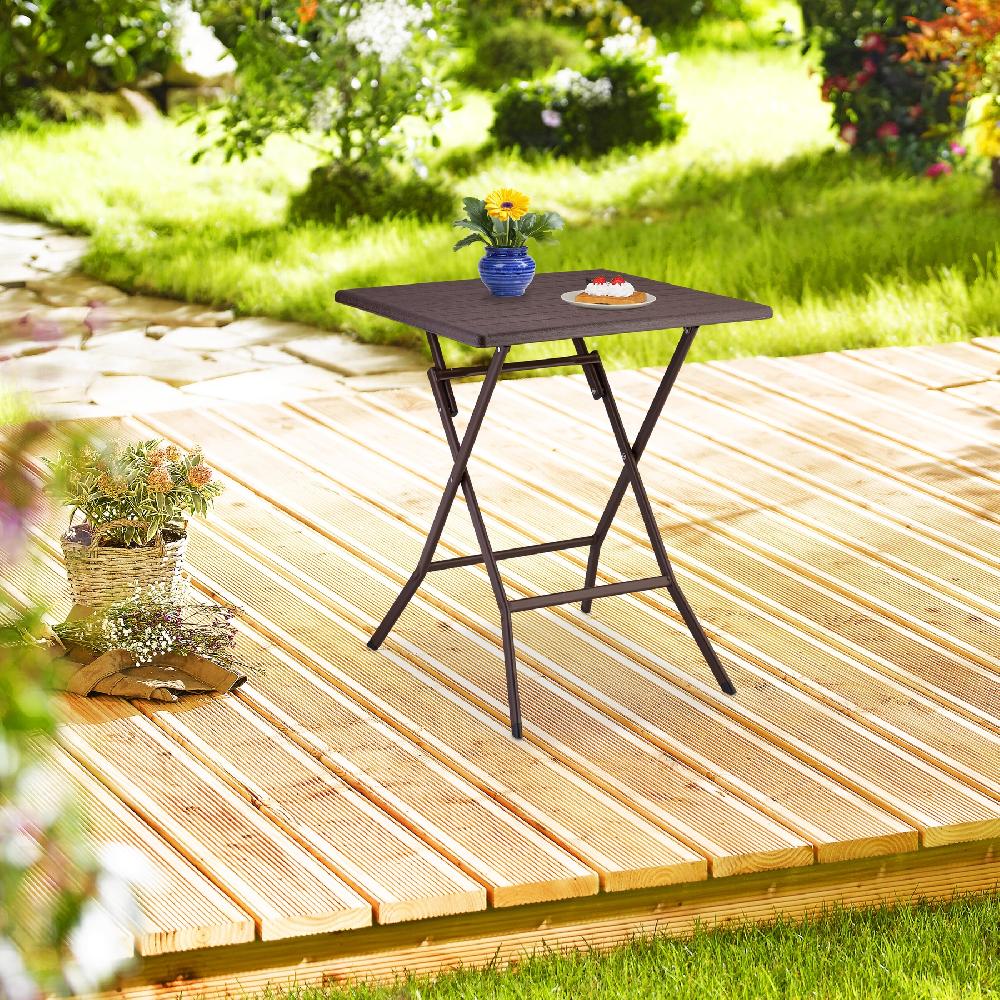 Relaxdays Mesa De Jardín Plegable Mesita Camping 73 X 62 X 62 Cm Mesilla Multifuncional Para Exteriores Marrón