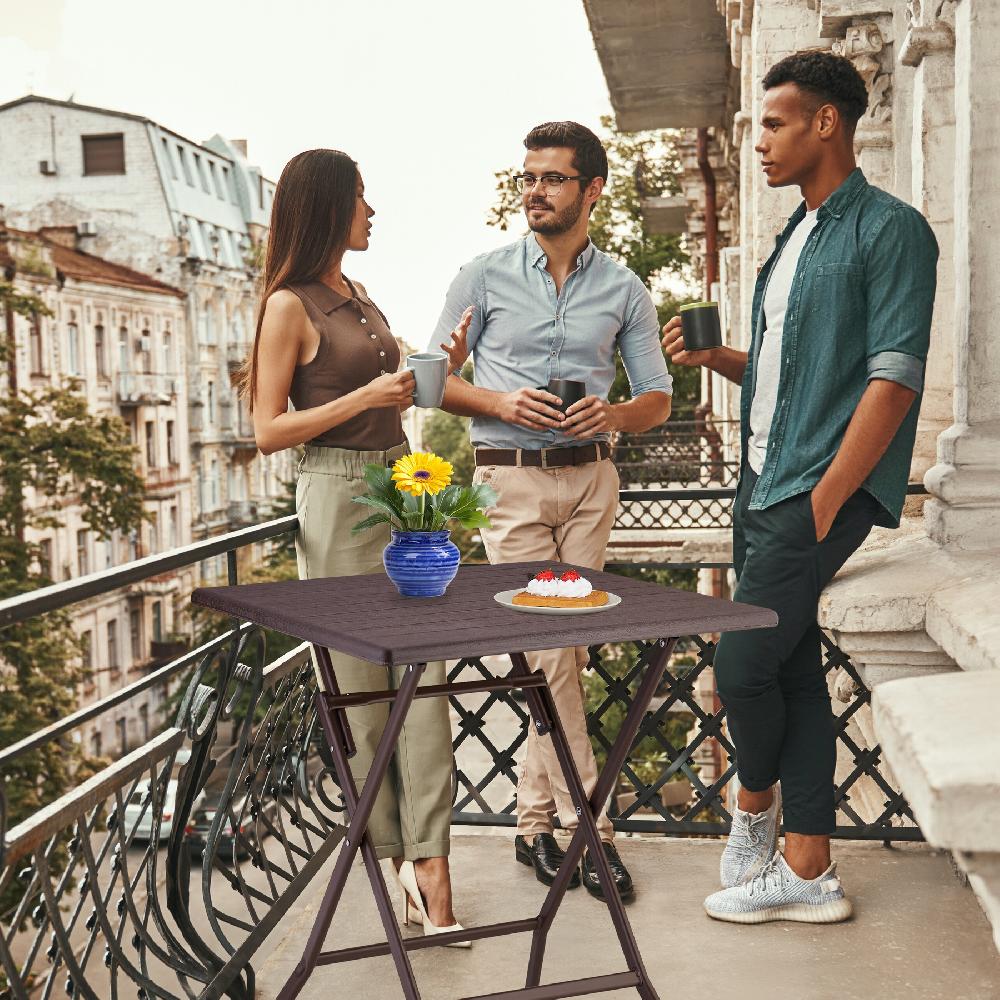 Relaxdays Mesa De Jardín Plegable Mesita Camping 73 X 62 X 62 Cm Mesilla Multifuncional Para Exteriores Marrón