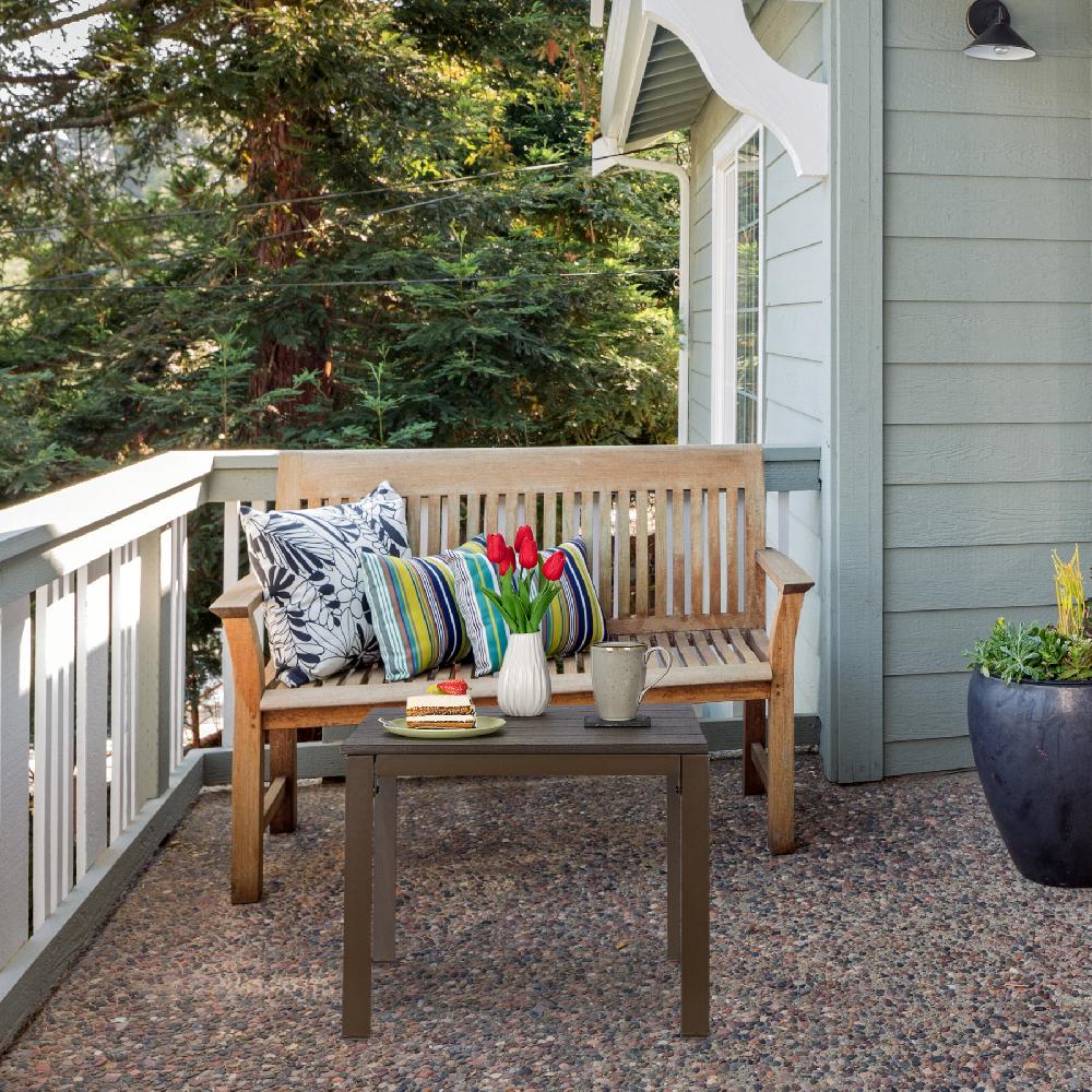 Relaxdays Mesa Jardín Rectangular Efecto Madera Mesilla Balcón Terraza Patio 39 X 98 X 48 Cm Mesita Porche Marrón