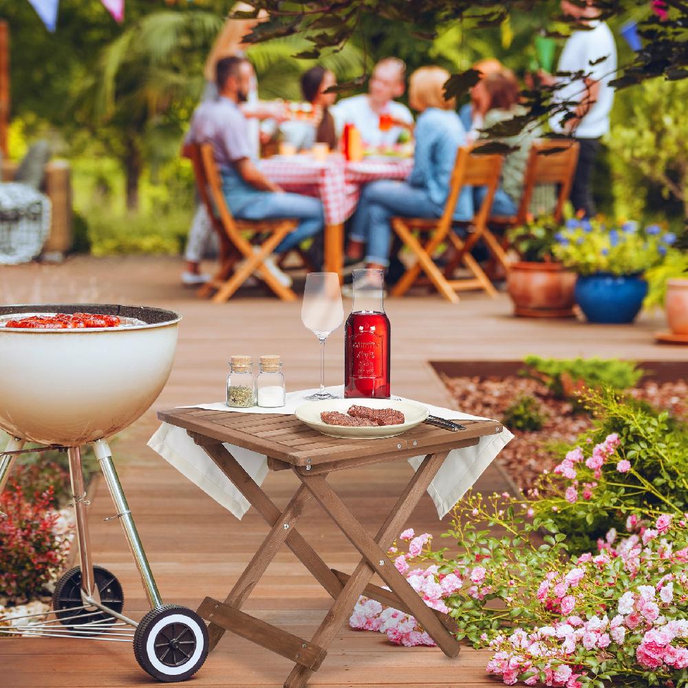 Relaxdays Mesa Plegable Madera Mesita Auxiliar Salón Balcón O Terraza Portátil Estable 50x50x50 Cm Marrón Oscuro