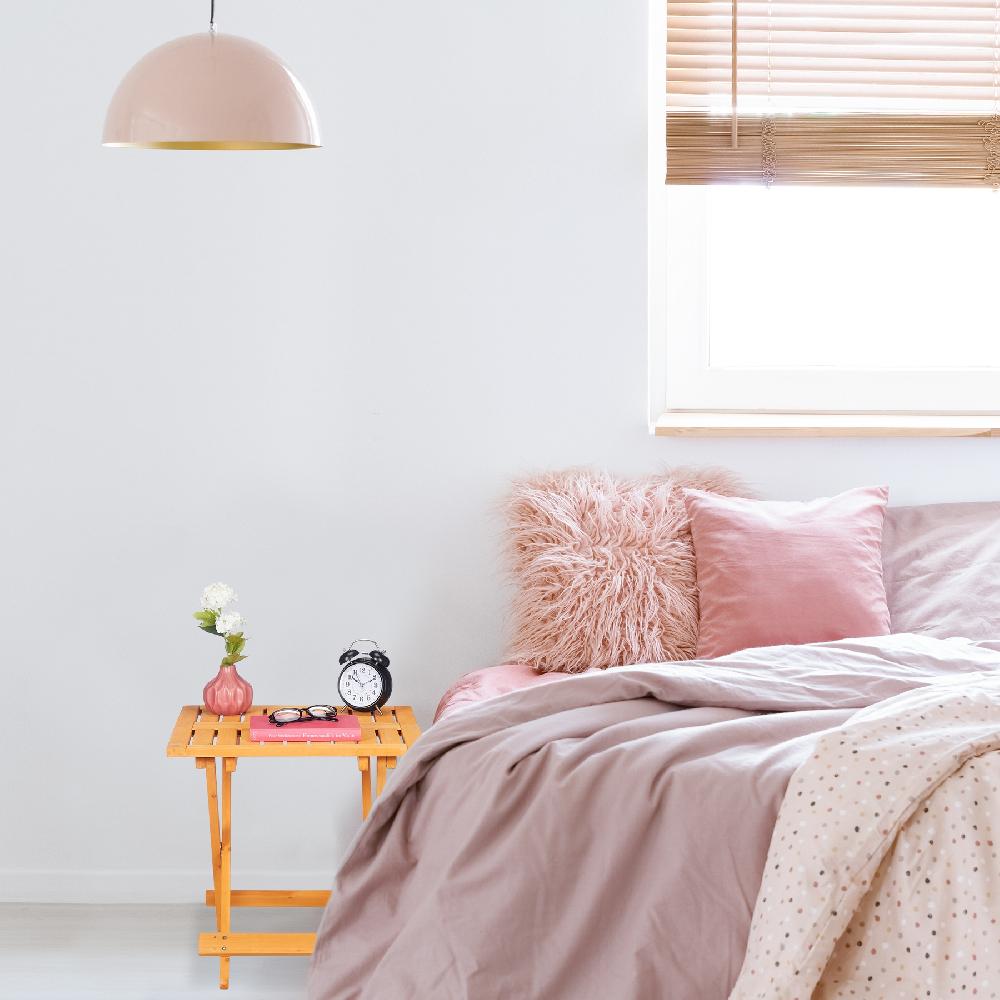 Relaxdays Mesa Plegable Madera Mesita Auxiliar Salón Balcón O Terraza Portátil Estable 50x50x50 Cm Color Natural