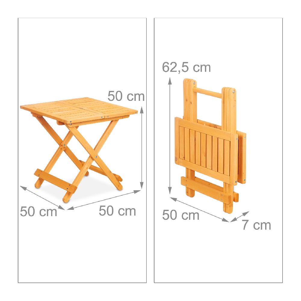 Relaxdays Mesa Plegable Madera Mesita Auxiliar Salón Balcón O Terraza Portátil Estable 50x50x50 Cm Color Natural