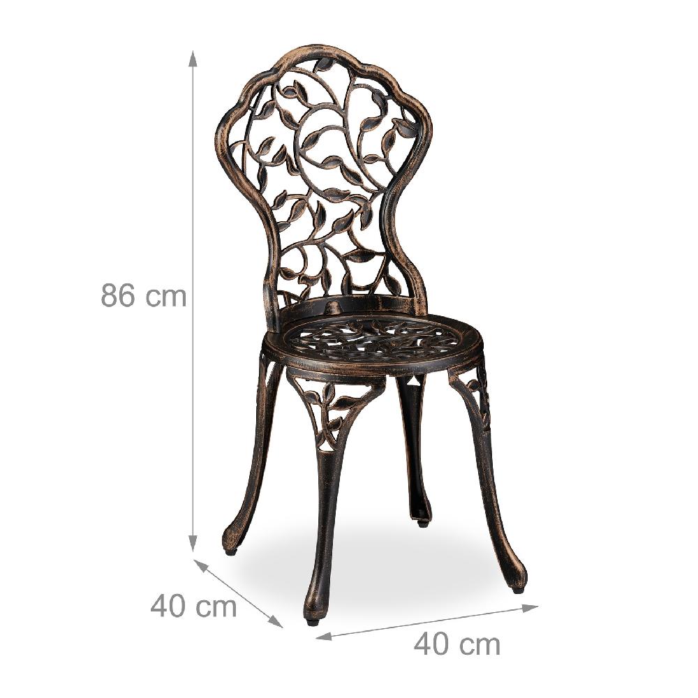 Relaxdays Mobili Da Balcone Set Da 3 Tavolino Con 2 Sedie Decorativi Alluminio Da Bistrot HxD: 65x60 Cm Bronzo
