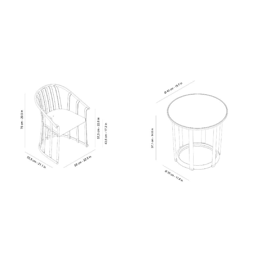 Resol RAFF Set 2+1 Silla Con Brazos-Mesa Interior Exterior Blanco