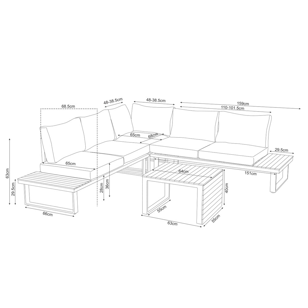 Rinconera ARENAL En Aluminio Blanco. Asiento Y Respaldo En Tejido Gris. Polywood Marrón