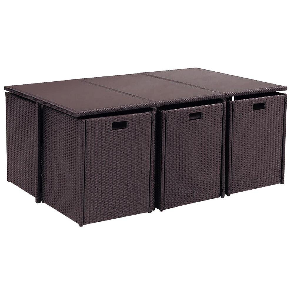 Salón De Jardín 10 Plazas De Resina Trenzada Marrón/blanco FLORIDA