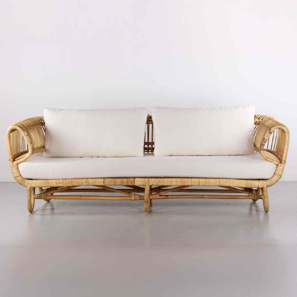 Salón De Jardín De Ratán Natural Con Cojines Crudo - Miles