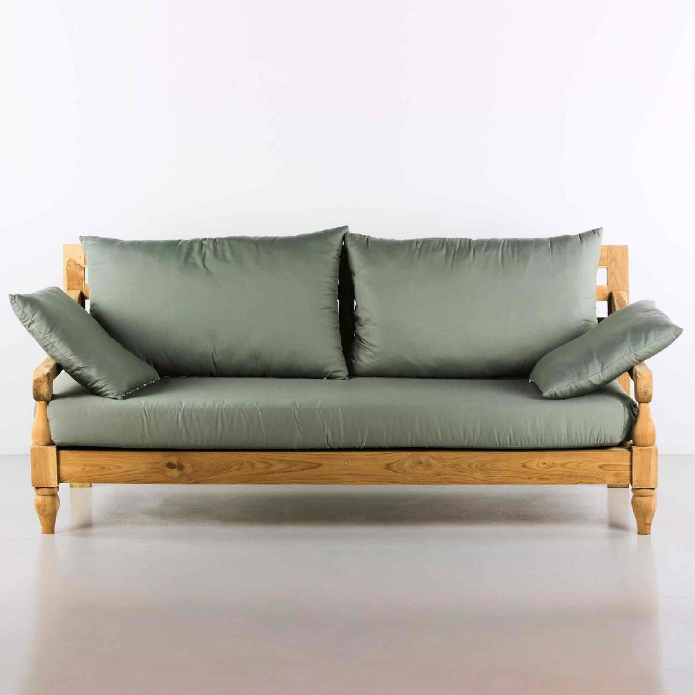 Salón De Jardín De Teca Natural Con Cojines Grises - Bagon