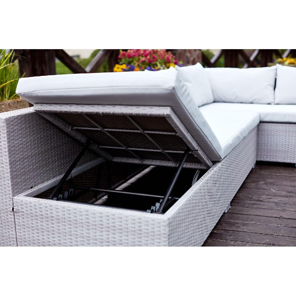 Salón De Jardín Encastrable 10 Plazas De Resina Trenzada Gris/gris FIDJI