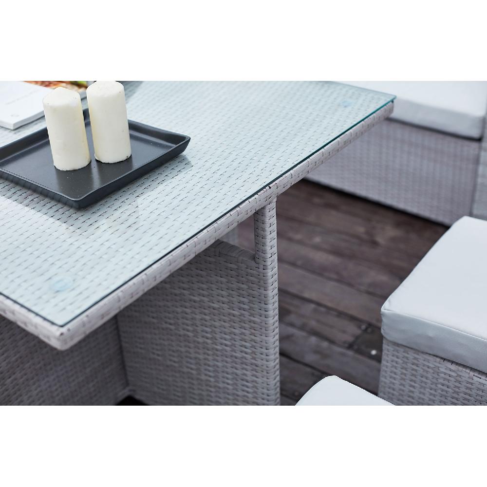 Salón De Jardín Encastrable 10 Plazas De Resina Trenzada Gris/gris FIDJI