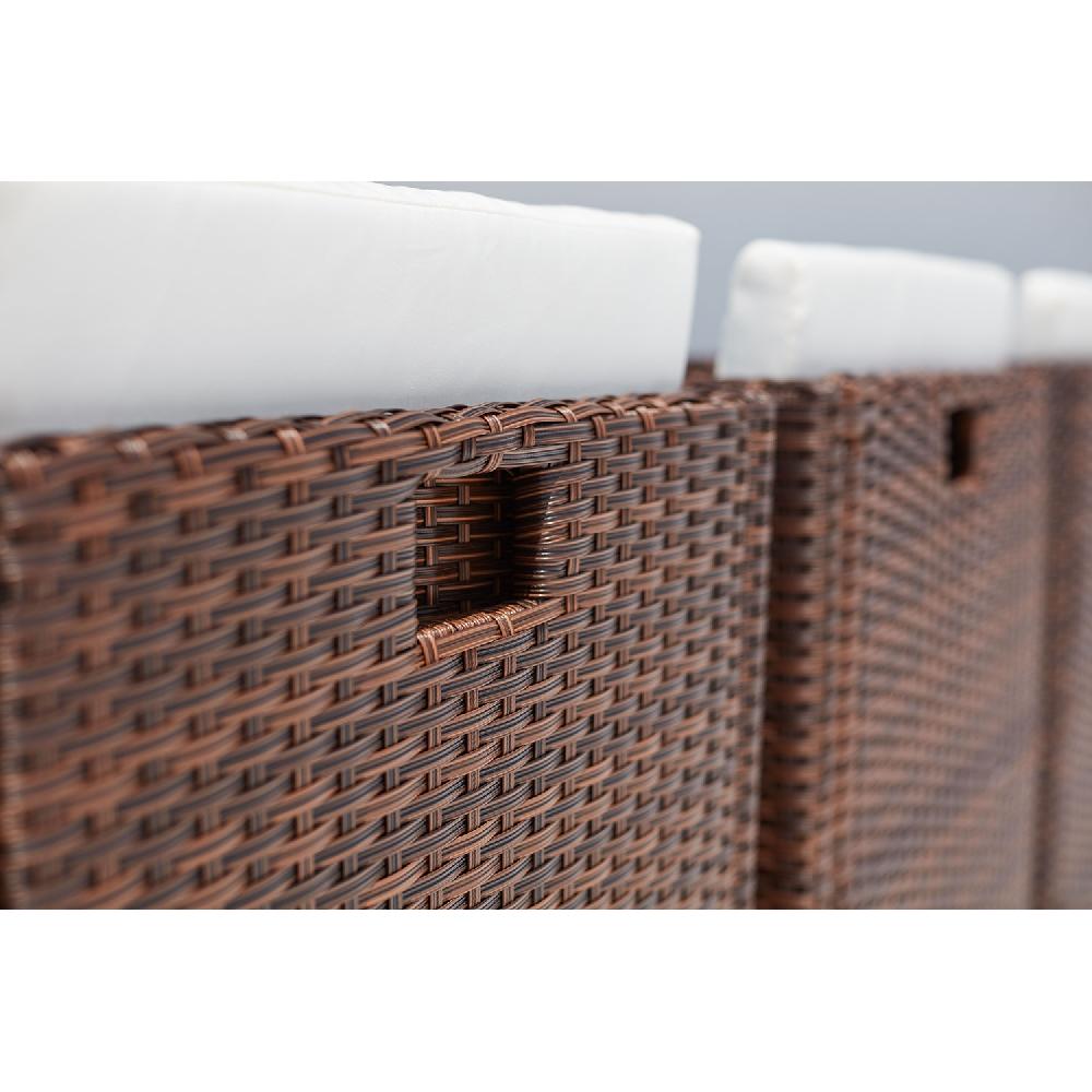 Salón De Jardín Encastrable 10 Plazas Resina Trenzada Y Alumarrón/blanco SUNSET