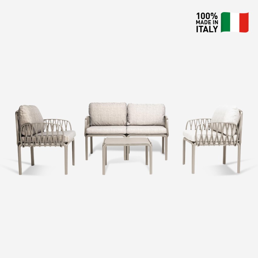Salón Exterior Sofá Mesita Centro 2 Sillones Portofino Grand Soleil - Beige Juta