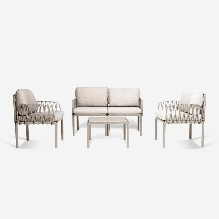 Salón Exterior Sofá Mesita Centro 2 Sillones Portofino Grand Soleil - Beige Juta