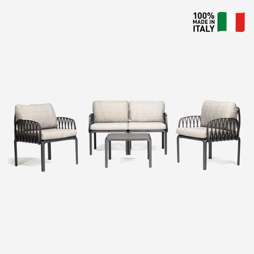 Salón Exterior Sofá Mesita Centro 2 Sillones Portofino Grand Soleil - Antracita