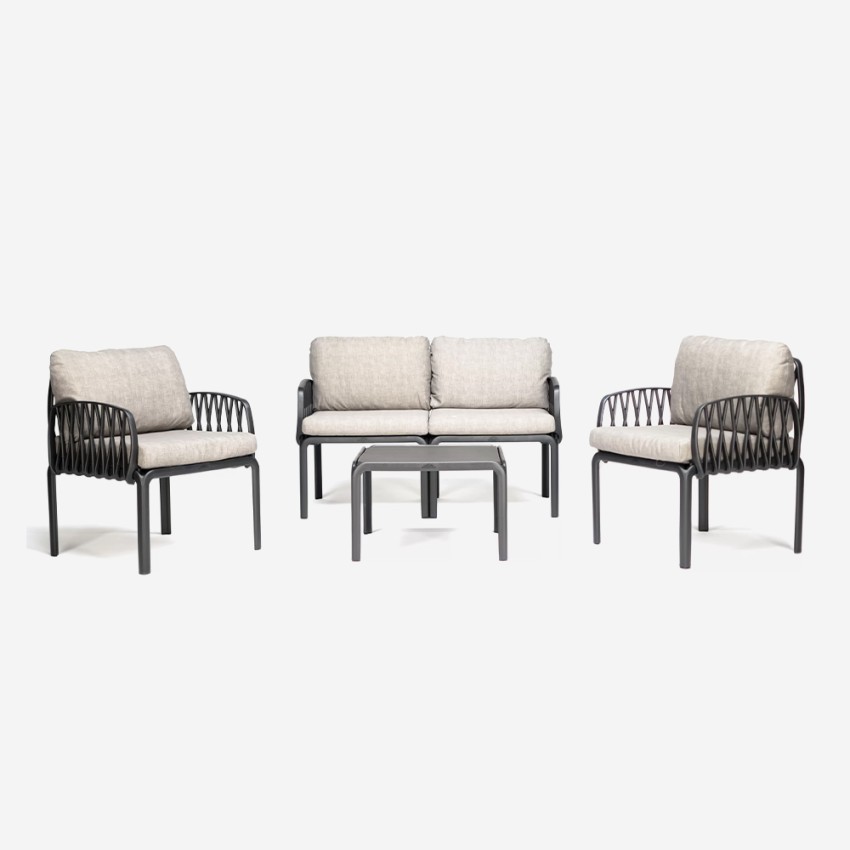 Salón Exterior Sofá Mesita Centro 2 Sillones Portofino Grand Soleil - Antracita