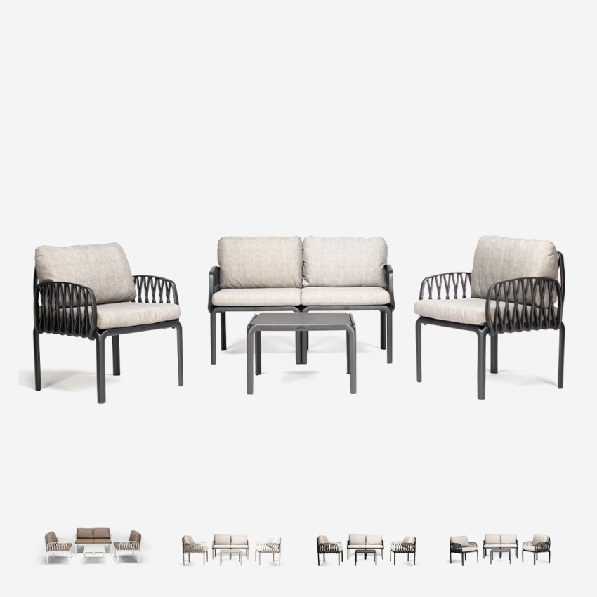 Salón exterior sofá mesita centro 2 sillones Portofino Grand Soleil - Antracita