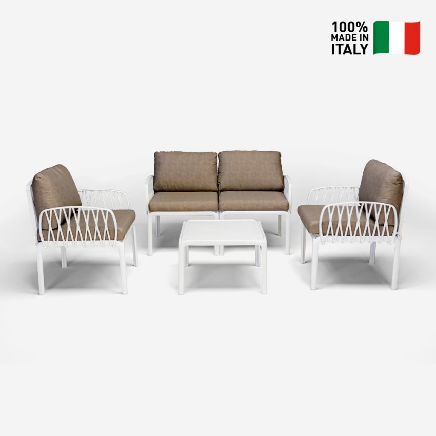 Salón Exterior Sofá Mesita Centro 2 Sillones Portofino Grand Soleil - Blanco