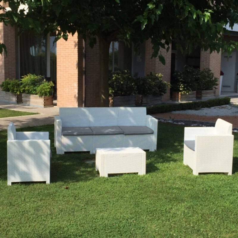 SALÓN RESINA 4 PIEZAS C- COJINES "NEBRASKA 3" BLANCO