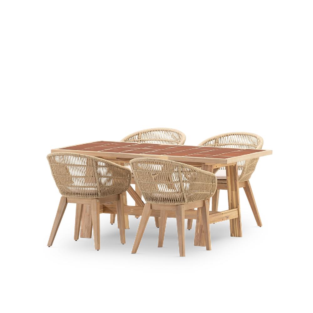 Set comedor 4 pl mesa ceramica terracota 168x87 - Bisbal & Provenza
